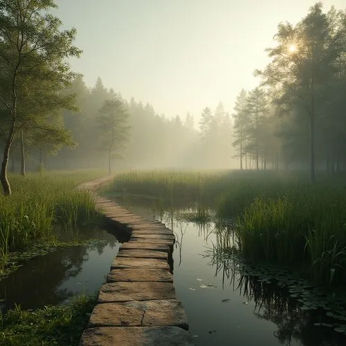 marshlands,swamps,cryengine,enb,swampy landscape,swamp,morning mist,forest lake,wooden path,forest path,wetland,backwater,marshland,forest landscape,foggy forest,wetlands,foggy landscape,riverwood,the mystical path,finnish forest,Photography,General,Realistic