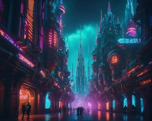 fantasy city,metropolis,bladerunner,cyberpunk,3d fantasy,cybercity,colorful city,dystopian,vapor,futuristic landscape,cityscape,futuristic,barcelona,bcn,dystopia,milan,milano,dystopias,cyberworld,cyberia,Conceptual Art,Sci-Fi,Sci-Fi 26