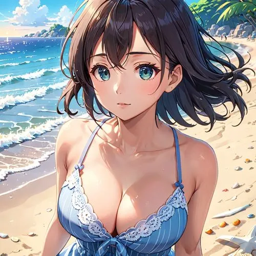 niijima,beach background,fubuki,beach scenery,summer background,shigure,Anime,Anime,Realistic