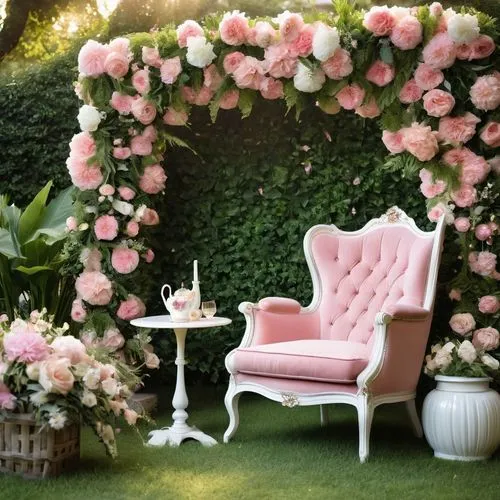 rose garden,floral chair,pink roses,flower wall en,damask background,blooming roses,garden decor,rosebushes,rosewall,garden furniture,pink chair,floral corner,pearl border,beautiful garden flowers,tea rose,romantic rose,garden rose,flower booth,wedding decoration,vintage flowers,Photography,General,Realistic