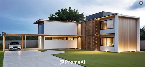 a very modern house with an attached garage,aircell,prefab,hebel,3d rendering,greenhaus,prefabricated buildings,thermal insulation,homebuilding,modern house,seawell,residential,greenhut,vivienda,versa