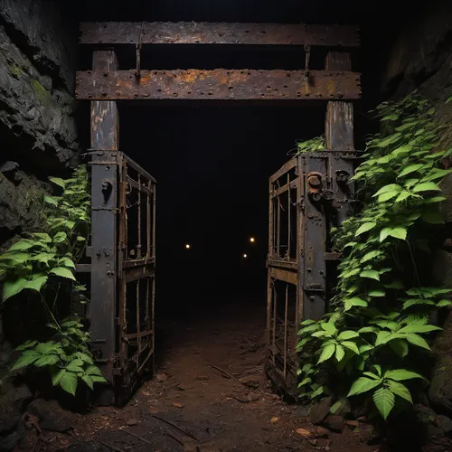 catacombs,lava tube,mining facility,creepy doorway,mine shaft,torii tunnel,plant tunnel,industrial ruin,hollow way,tunnel of plants,lost place,abandoned places,coal mining,furnace,dungeon,lost places,cellar,underground,lostplace,passage,Art,Classical Oil Painting,Classical Oil Painting 26