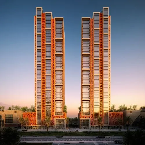 two tall building that are sitting in the air,urban towers,residential tower,antilla,copperopolis,multistorey,chucas towers,Photography,Documentary Photography,Documentary Photography 36