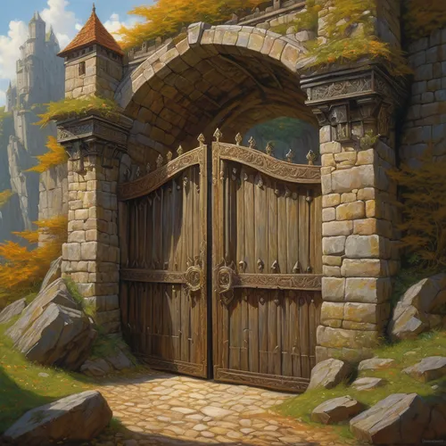 wood gate,farm gate,wooden door,gateway,gate,portal,city gate,iron gate,the threshold of the house,the door,heaven gate,archway,threshold,castle iron market,victory gate,front gate,church door,doorway,old door,backgrounds,Illustration,Realistic Fantasy,Realistic Fantasy 03