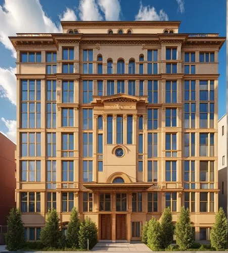 a big brown building with lots of windows,kempinski,hoboken condos for sale,appartment building,wooden facade,office building,uob,biotechnology research institute,renaissance tower,new building,auc,su