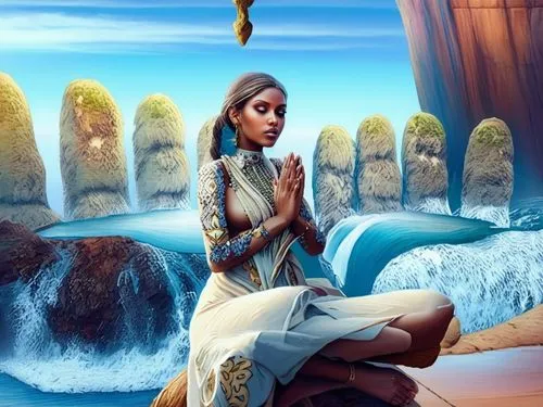 tropico,inanna,thyagaraja,lumidee,ancient egyptian girl,asherah,Illustration,Realistic Fantasy,Realistic Fantasy 15