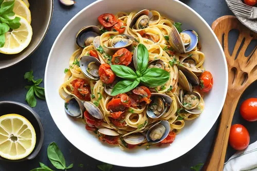 spaghetti alle vongole,seafood pasta,linguine,colorful pasta,fra diavolo sauce,tagliatelle,spaghetti aglio e olio,sicilian cuisine,mediterranean cuisine,italian food,italian pasta,spaghetti alla puttanesca,insalata caprese,caprese,fettuccine,grilled mussels,pasta salad,fresh pasta,pasta pomodoro,mediterranean diet,Art,Classical Oil Painting,Classical Oil Painting 09