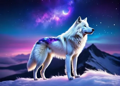 constellation wolf,howling wolf,aleu,atka,howl,starclan,wolpaw,skyclan,wolfsangel,wolf,husky,unicorn background,wolffian,wolfdog,huskey,samoyedic,wolfgramm,fantasy picture,inugami,lobito,Art,Artistic Painting,Artistic Painting 37