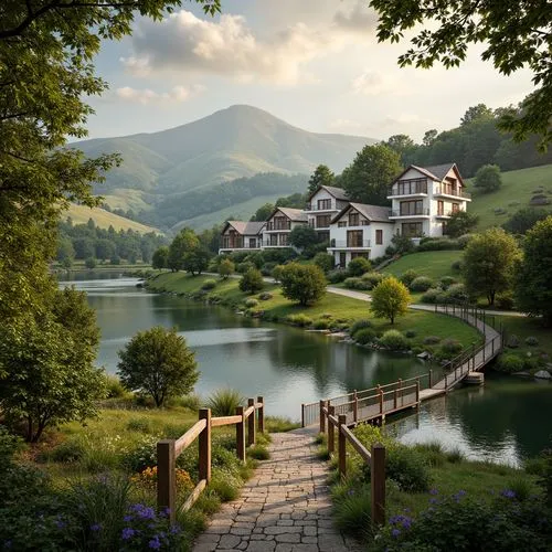 beautiful landscape,house in mountains,home landscape,house with lake,house in the mountains,mountain village,basque country,alpine landscape,alpine village,mountain landscape,mountainous landscape,slovenia,landscapes beautiful,carpathians,green landscape,idyllic,mountain settlement,river landscape,nature landscape,lombardy