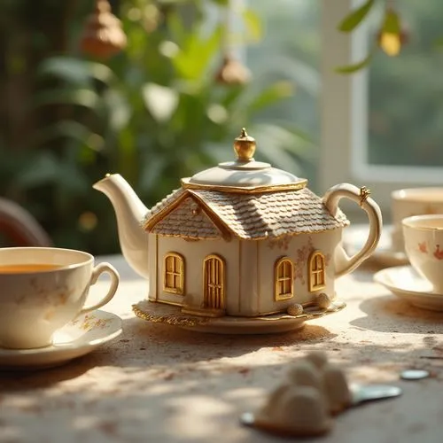 miniature house,vintage teapot,tea set,porcelain tea cup,tea pot,fragrance teapot