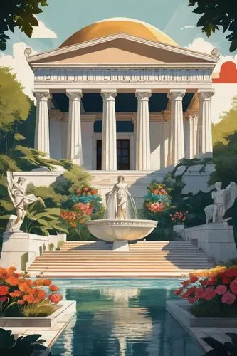 marble palace,neoclassical,palladianism,artemis temple,vittoriano,neoclassicism,neotraditional,greek temple,pillars,palladian,panagora,neoclassic,civ,halicarnassus,palace,caesar palace,peristyle,capitolium,water palace,oasis,Art,Artistic Painting,Artistic Painting 43