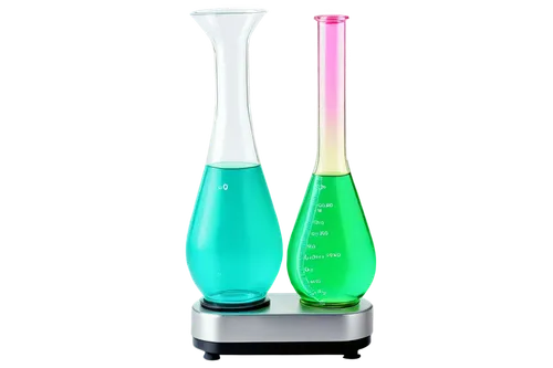 Isotonic, laboratory equipment, transparent glass container, colorful liquid, measuring scale, metallic base, rounded shape, soft focus, shallow depth of field, warm lighting, 3/4 composition, ambient