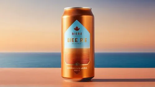 product design，Packaging Design biere canada,an orange and gold colored beverage on a beach,hypersea,mediterrean,heliodoro,bula,  tinima,Photography,General,Realistic