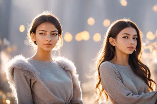 angels,christmas angels,two girls,bokeh effect,background bokeh,young women,sisters,bokeh lights,bokeh hearts,duo,asian vision,models,elves,visual effect lighting,azerbaijan azn,fur,angels of the apocalypse,asian semi-longhair,beautiful photo girls,bokeh