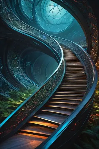 winding steps,descent,winding road,winding staircase,stairways,escalera,escaleras,stairway,spiral background,the mystical path,spiralling,stairs,staircase,stairs to heaven,stairway to heaven,ascending,spiral staircase,sci fiction illustration,staircases,winding,Conceptual Art,Fantasy,Fantasy 13