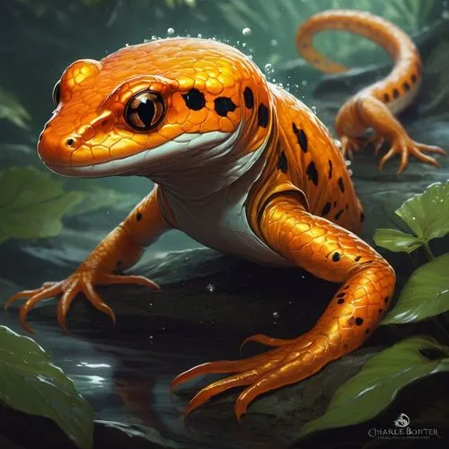 orange water elemental salamander,golden poison frog,woodland salamander,eastern newt,fire-bellied toad,oriental fire-bellied toad,california newt,pacific newt,dusky salamander,poison dart frog,true s