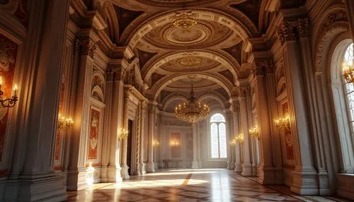 lateran,enfilade,sapienza,baroque,venaria,mirogoj,hermitage,certosa,ornate room,royal interior,borromini,sacristy,europe palace,sylvaticum,versailles,certosa di pavia,corridor,cochere,hallway,saint peter's basilica,Photography,General,Realistic