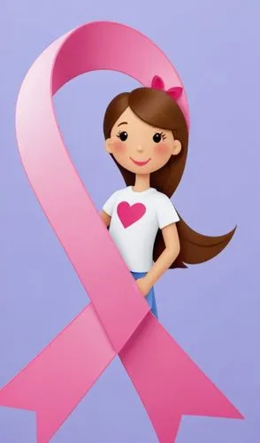 an illustration of a girl in white shirt and pink ribbon,mammogram,cancer ribbon,pink ribbon,cancer logo,cancer sign,mastectomy