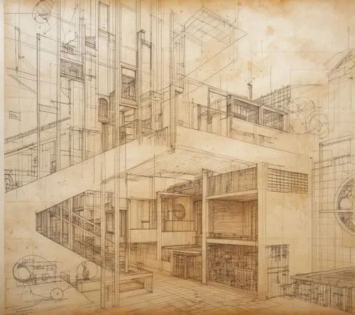 Architecture Sketch,a drawing of a kitchen with many shelves,frame drawing,mackintosh,blueprint,sedensky,casgrain,sheet drawing,Unique,Design,Infographics