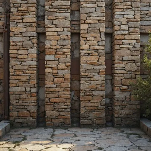 Rough stone walls, weathered wooden planks, rusted metal facades, tactile brick textures, intricate mosaics, natural rock formations, earthy tones, organic shapes, brutalist architecture, industrial c