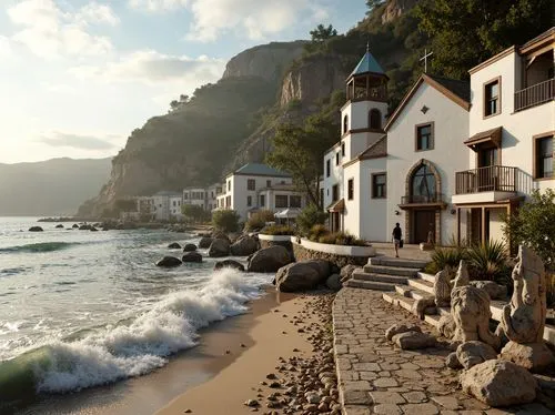 coastal landscape,amalfi coast,coastline,seaside resort,seaside country,basque country,beach landscape,seaside view,beachfront,shorefront,levanto,mountain beach,cliffside,amalfi,positano,lombardy,cliff beach,seafront,coastal road,paraty