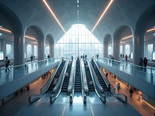 marmaray,guideways,randstadrail,moving walkway,french train station,central station,berlin central station,terminals,kastrup,concourse,metro station,kci,escalators,train station passage,hbf,infrastructures,subway station,schipol,south station,pulkovo,Photography,General,Realistic