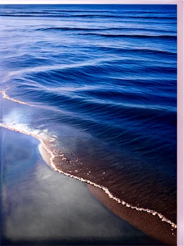 Ocean waves, blue water, white foam, sunlight reflection, ripples, gentle movement, soft focus, shallow depth of field, warm color tone, panoramic view, morning light, misty atmosphere.,a beach view o