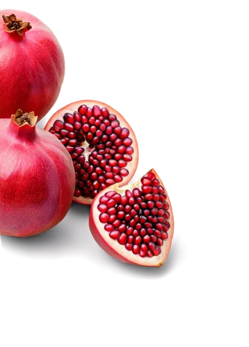 pomegranate, fruit, still life, solo, red arils, juicy seeds, leathery skin, intricate texture, detailed veins, morning dew, soft natural light, 3/4 composition, shallow depth of field, warm color ton