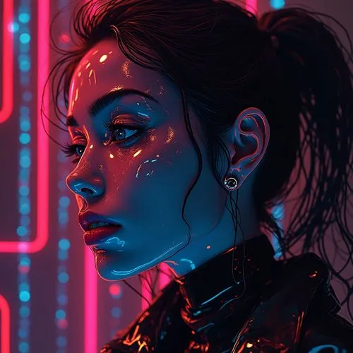 neon lights,neon light,neon,synthetic,neon makeup,digital painting