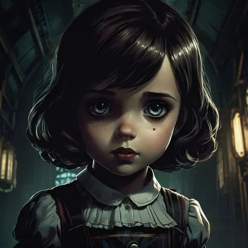 eleven,the little girl,child portrait,child girl,little girl,unhappy child,gothic portrait,big eyes,little child,doll's head,doll head,killer doll,child,alice,dark art,worried girl,mystical portrait of a girl,doll face,lonely child,little girl with balloons,Conceptual Art,Fantasy,Fantasy 34