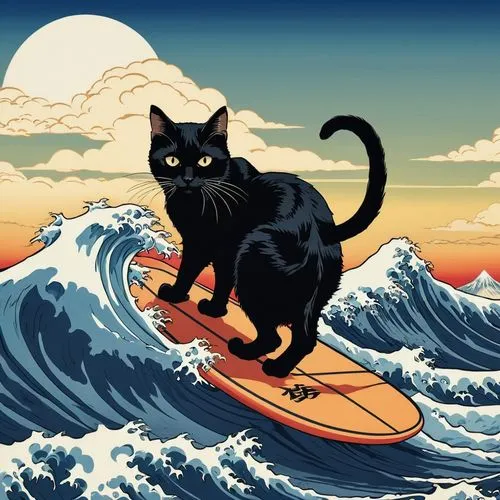 surfing,cat vector,aegean cat,surfer,surf,cat on a blue background,surfboard,cat-ketch,black cat,surfboat,jiji the cat,vintage cat,cartoon cat,cat image,cat european,paddleboard,cool woodblock images,surfers,kitty hawk,catamaran