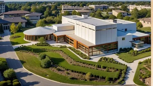 an aerial view of a large building with many landscaping,ismaili,skolkovo,natolin,laliashvili,ecovillages,gandzasar,Photography,General,Realistic