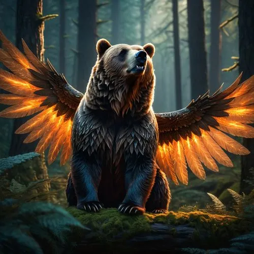 nordic bear,bear guardian,aquila,eagle illustration,fantasy animal,bearlike,Photography,General,Fantasy