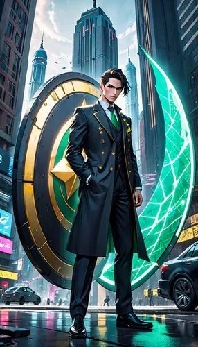 riddler,officer,conductor,traffic cop,policeman,sci fiction illustration,cg artwork,ringmaster,inspector,superhero background,transistor,bellboy,police officer,game illustration,green lantern,clockmaker,pandemic,engineer,world digital painting,spy,Anime,Anime,General