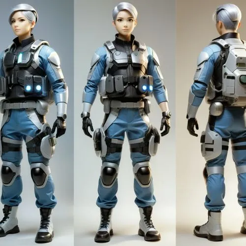 referencia personaje,reference 3d stylized dressed up in different poses with helmets and pads,spaceguard,aquanaut,spacesuit,actionfigure,police uniforms,astronaut suit,Unique,3D,3D Character