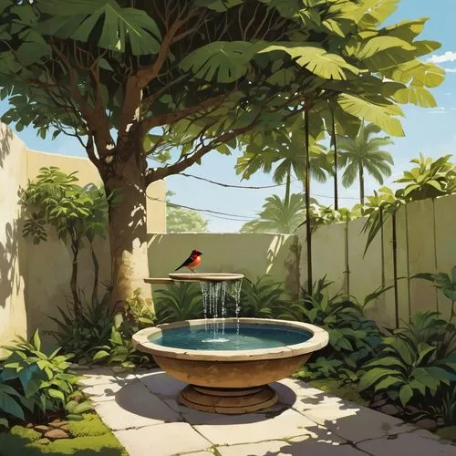 garden design sydney,oasis,landscape design sydney,palm garden,potted palm,tropical house,Illustration,Children,Children 04