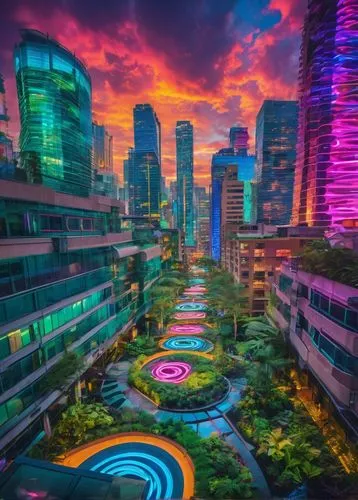 colorful city,makati,guangzhou,manila,bangkok,ortigas,singapore,bkk,hcmc,jakarta,chengdu,bgc,payoh,taikoo,taguig,shanghai,lumpur,mexico city,kaleidoscape,chongqing,Conceptual Art,Oil color,Oil Color 23