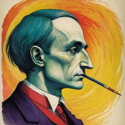 baudelaire,jrr tolkien,czolgosz,bulgakov,tehlirian,karamazov,Illustration,Black and White,Black and White 23