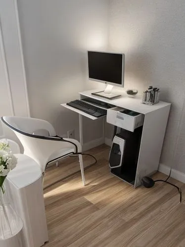 AN ELEGANT COMPUTER TABLE WITH SIDE LAMP AND FLOWER
AND PC CHAIR,wooden desk,modern office,desk,modern room,consulting room,working space,office desk,computer desk,computer workstation,furnished offic