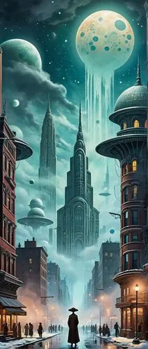 sci fiction illustration,schuitema,fantasy city,schuiten,bioshock,gallifrey,coruscant,elseworlds,ufo,ice planet,ufos,futuristic landscape,sky city,mufon,metropolis,black city,hyperborean,ufologist,kandor,coldharbour,Illustration,Realistic Fantasy,Realistic Fantasy 21