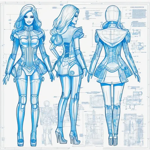 costume design,wireframe graphics,blueprints,concept art,proportions,wireframe,pencils,sewing pattern girls,retro paper doll,fashion design,mono-line line art,protective suit,paper dolls,comic character,shoulder pads,blueprint,concepts,fashion vector,illustrations,designing,Unique,Design,Blueprint