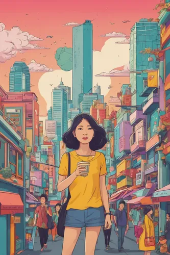 colorful city,taipei,tokyo city,city ​​portrait,osaka,world digital painting,cityscape,tokyo,bubble tea,busan,coffee tea illustration,colorful background,hong kong,city trans,girl walking away,hk,digital illustration,shanghai,tokyo ¡¡,pink city,Conceptual Art,Daily,Daily 10