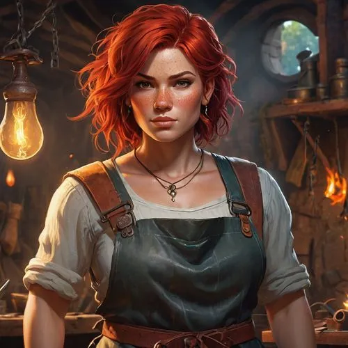 triss,blacksmith,barranger,liora,demelza,romanoff,Illustration,Realistic Fantasy,Realistic Fantasy 06