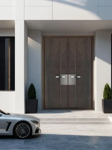 metallic door,steel door,driveways,doors,hinged doors,gull wing doors,iron door,door trim,virage,vossen,driveway,louvers,open door,gated,garage,front door,render,3d rendering,aston martin,wooden door