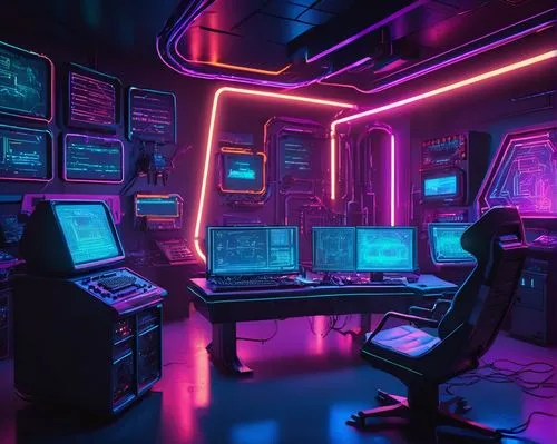 computer room,spaceship interior,cyberscene,ufo interior,cyberpunk,80's design,neon coffee,cyber,neon,synth,cyberpatrol,cyberspace,computerized,the server room,aesthetic,cyberia,spaceship space,pink vector,neon ghosts,working space,Conceptual Art,Sci-Fi,Sci-Fi 27