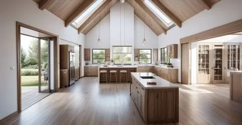 modern kitchen interior,wooden beams,wood casework,kitchen design,modern kitchen,wooden windows,Photography,General,Realistic