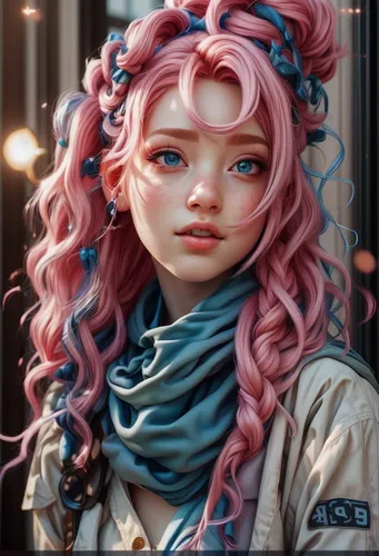 fantasy portrait,medusa,digital painting,world digital painting,girl portrait,merida,digital art,pink hair,custom portrait,portrait background,mystical portrait of a girl,clementine,luka,fae,rapunzel,illustrator,medusa gorgon,cg artwork,eglantine,romantic portrait