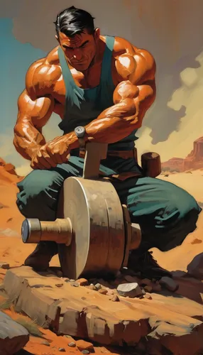 Study Of A Man With Grindstone,popeye,hercules,muscle man,strongman,ironworker,pallet jack,bricklayer,steel man,brock coupe,builder,cleanup,heavy construction,wolverine,hulk,wood chopping,takikomi goh