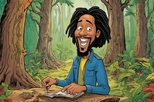 cartoon forest,tree loc sesame,farmer in the woods,forest man,mowgli,book illustration,forest background,woods,animated cartoon,rastaman,saba banana,caricaturist,forest workplace,the woods,shaggy,a collection of short stories for children,bob marley,e-book,author,tarzan,Illustration,Abstract Fantasy,Abstract Fantasy 23