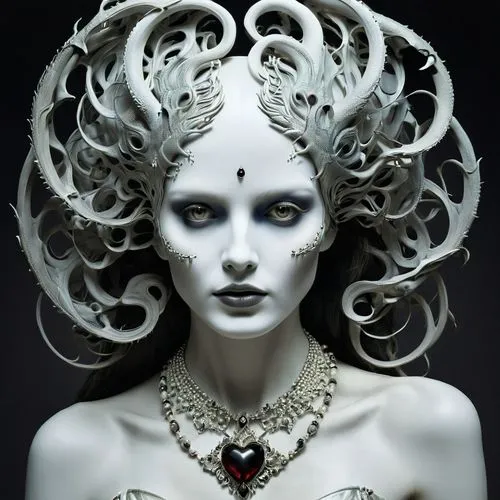 vespertine,jingna,viveros,white rose snow queen,white lady,adornment,love pearls,pearl necklace,medusa,voodoo woman,pearl necklaces,sirene,demoness,countess,arachne,plastination,porcelain dolls,gorgon,the snow queen,enchantress,Photography,Fashion Photography,Fashion Photography 08